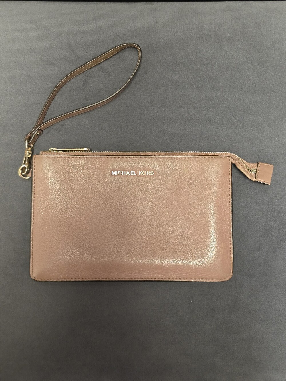 MICHAEL KORS Jet Set Travel Leather Wristlet Clutch Pink Nude